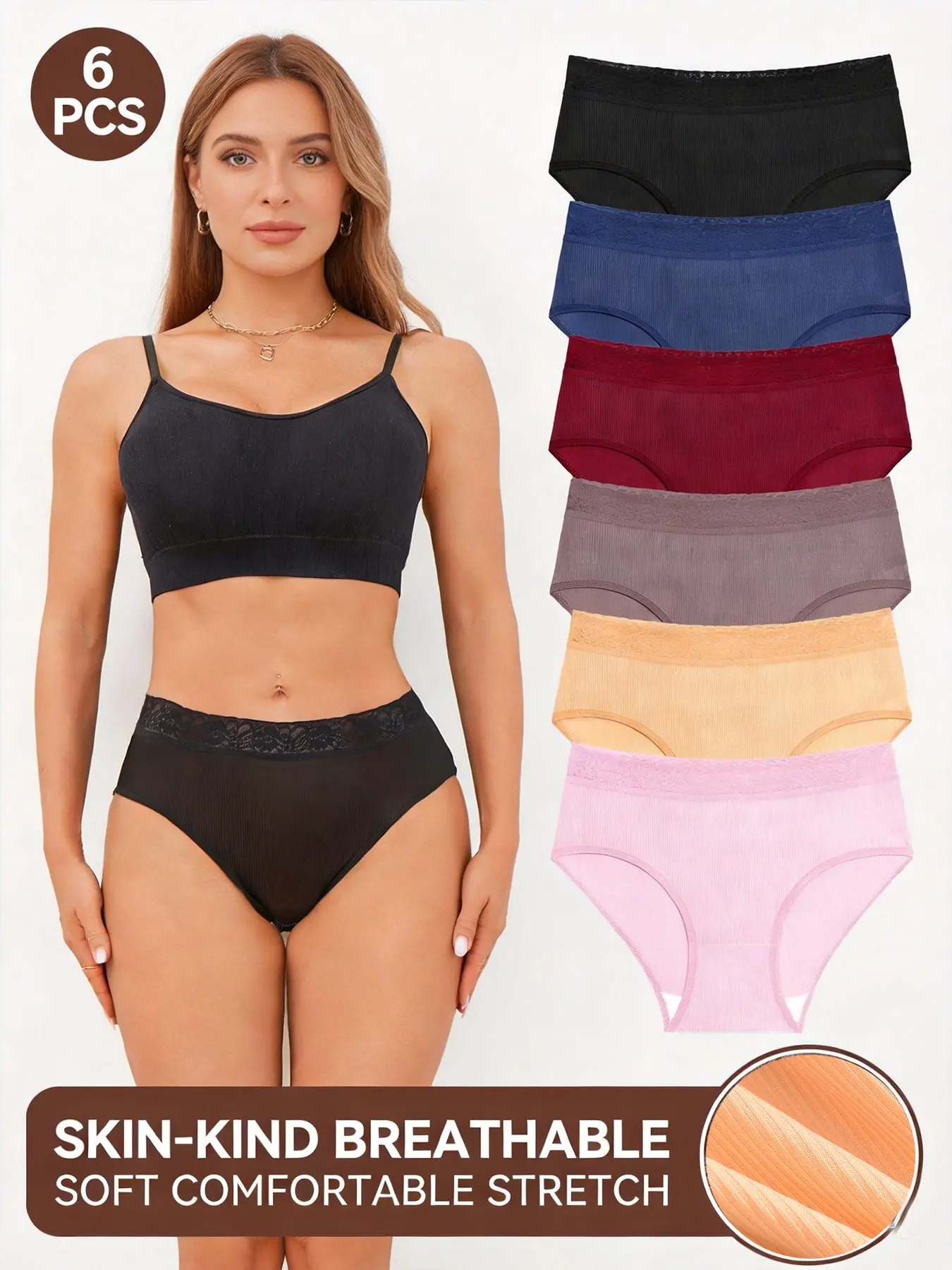 6-Pack Women's High-Waisted Seamless Triangle Panties, Breathable Stretchy Underwear for Daily Wear, Yoga & Sports Essentials