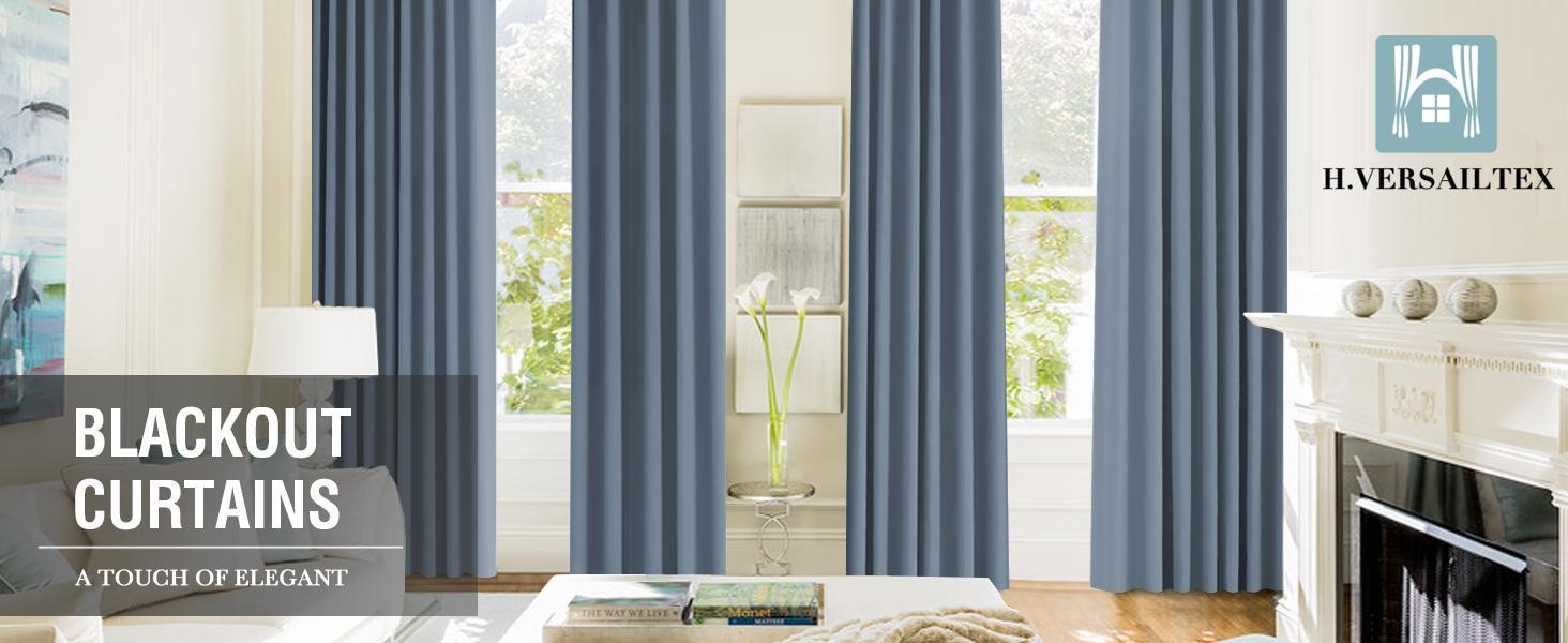 H.VERSAILTEX Blackout Curtain 2 Panels for Bedroom Thermal Insulated Room Darkening Curtains for Living Room Energy Saving Curtains for Patio Door Grommet Top