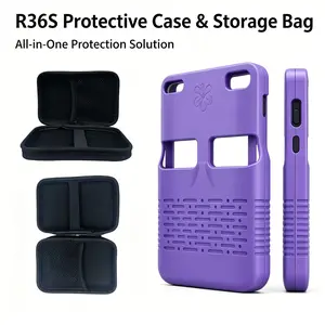 R36s Retro Game Console Accessory Set, Anti-Slip Silicone Case & Durable Eva Storage Bag, Shockproof Portable Organizer