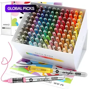 Acrylic Paint Marker Set, 12pcs/set Brush Tip Acrylic Paint Pen, Waterproof Acrylic Brush Marker for Canvas, Wood, Stone, DIY Crafts, Waterproof Acrylic Markers, Art Markers Set, Acrylic Painting Pens #GLOBAL PICKS