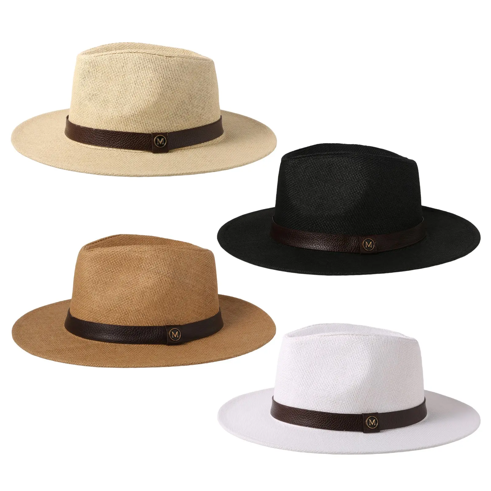 Women's Straw Panama Summer Travel Beach Sun Hat Wide Brim UV Protection Foldable