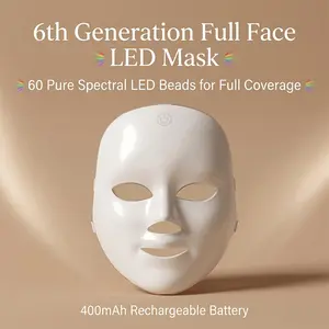 Wireless Rechargeable LED Face Mask with 7 Colors, 60 LED Beads, Portable Cordless Facial Beauty Device for Glowing Skin Care, Lightweight Comfort-Fit Design