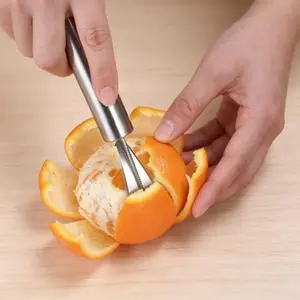 Stainless Steel Orange & Lemon Peeler - Ergonomically Curved Handle Kitchen Utensil, Safe, Durable, Easy-to-Grip, Suitable for Home & Restaurant Fruit & Vegetable Peeling, Utensils