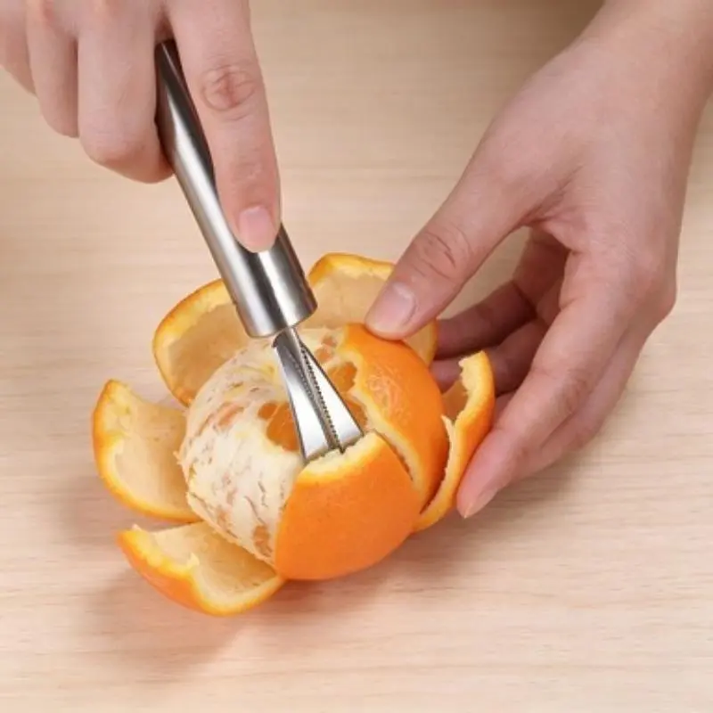 Stainless Steel Orange & Lemon Peeler - Ergonomically Curved Handle Kitchen Utensil, Safe, Durable, Easy-to-Grip, Suitable for Home & Restaurant Fruit & Vegetable Peeling, Utensils