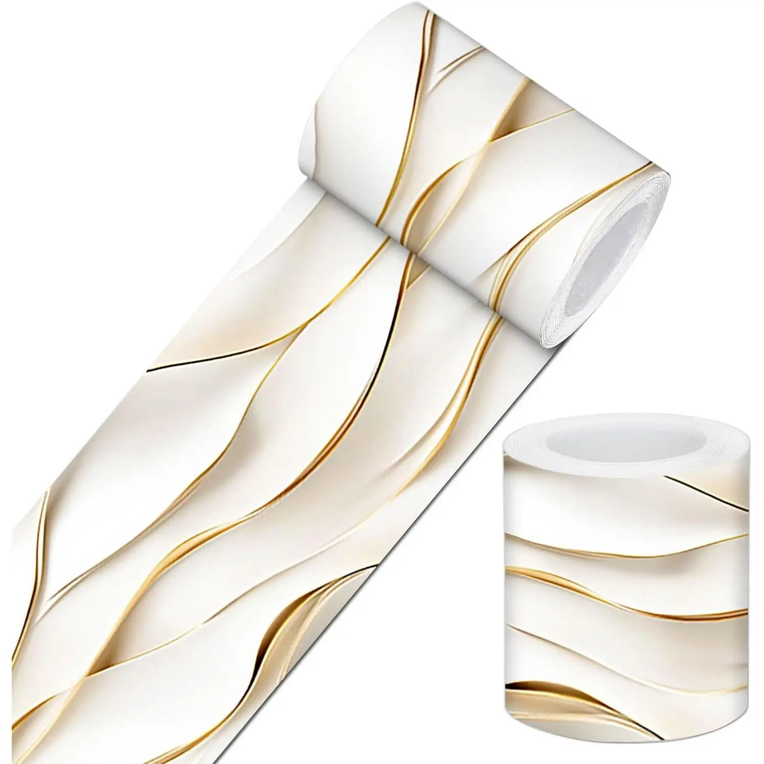 Gold Line Peel and Stick Wallpaper Border 4 x 196 Inch Self Adhesive Removable Wall Trim Vinyl Border for Bathroom Kitchen Bedroom Easy Install Decorative Wall Edge Accent