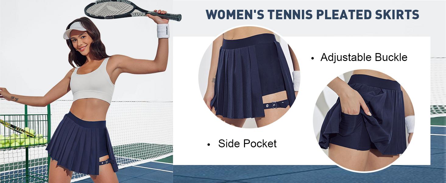 Pleated Skirts for Women High Waisted Tennis Skirts Adjustable Buckle Athletic Skorts Skirts with Pocket Pleated Skirts for Women High Waisted Tennis Skirts Adjustable Buckle Athletic Skorts Skirts with Pocket