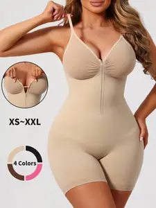 Summer Women's Shapewear, Tummy Control Bodysuit, Compression Bodysuits, Zipper Design, Comfortable Stretchy Fabric, Adjustable Fit, Breathable Mesh, Wearable Comfortably