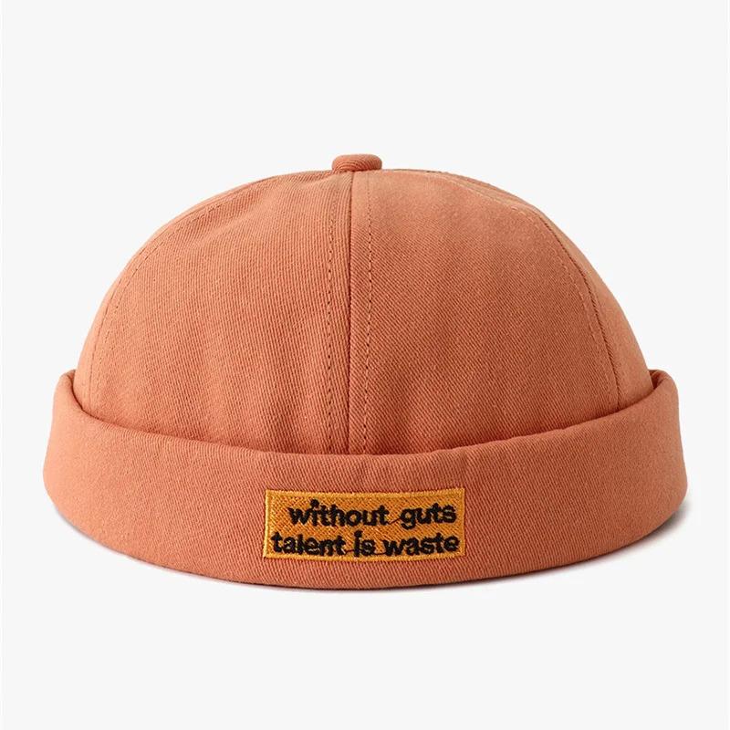 Classic Letter Embroidery Docker Brimless Cap Hat Retro Street Style Spring Summer Outdoor Unisex Adjustable Skullcap Gorras Y2K