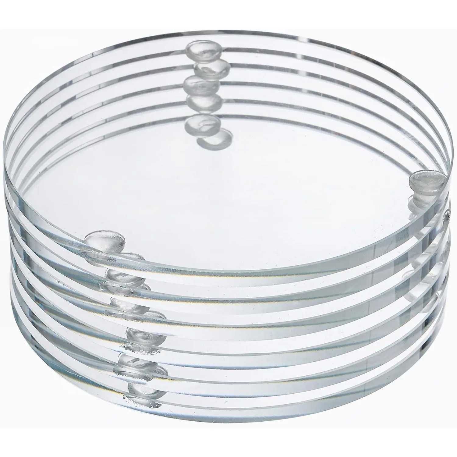 Set of 6 Round Glass Drink Coasters, 3.5 Inch Crystal Coasters Decorative Glass Plates Clear Glass Coasters for Mugs, Cups, Dining Tables, Office, Kitchen, Home Decor and Parties