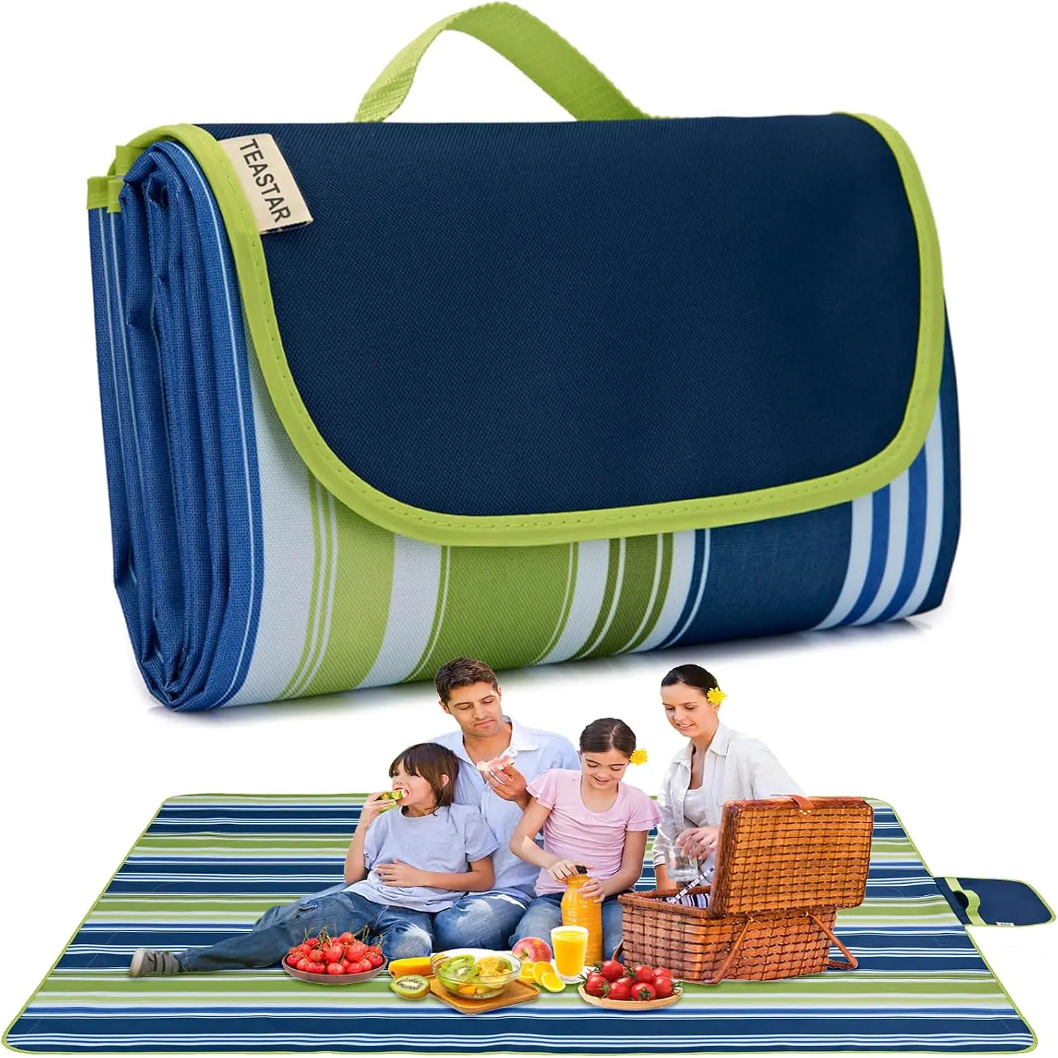 Picnic Blankets Extra Large Beach Blanket Waterproof Sandproof Outdoor Blanket for Grass Sand Free Beach Mat Picnic Mat Foldable 80" X60 for Camping, Hiking Travel Sand Park