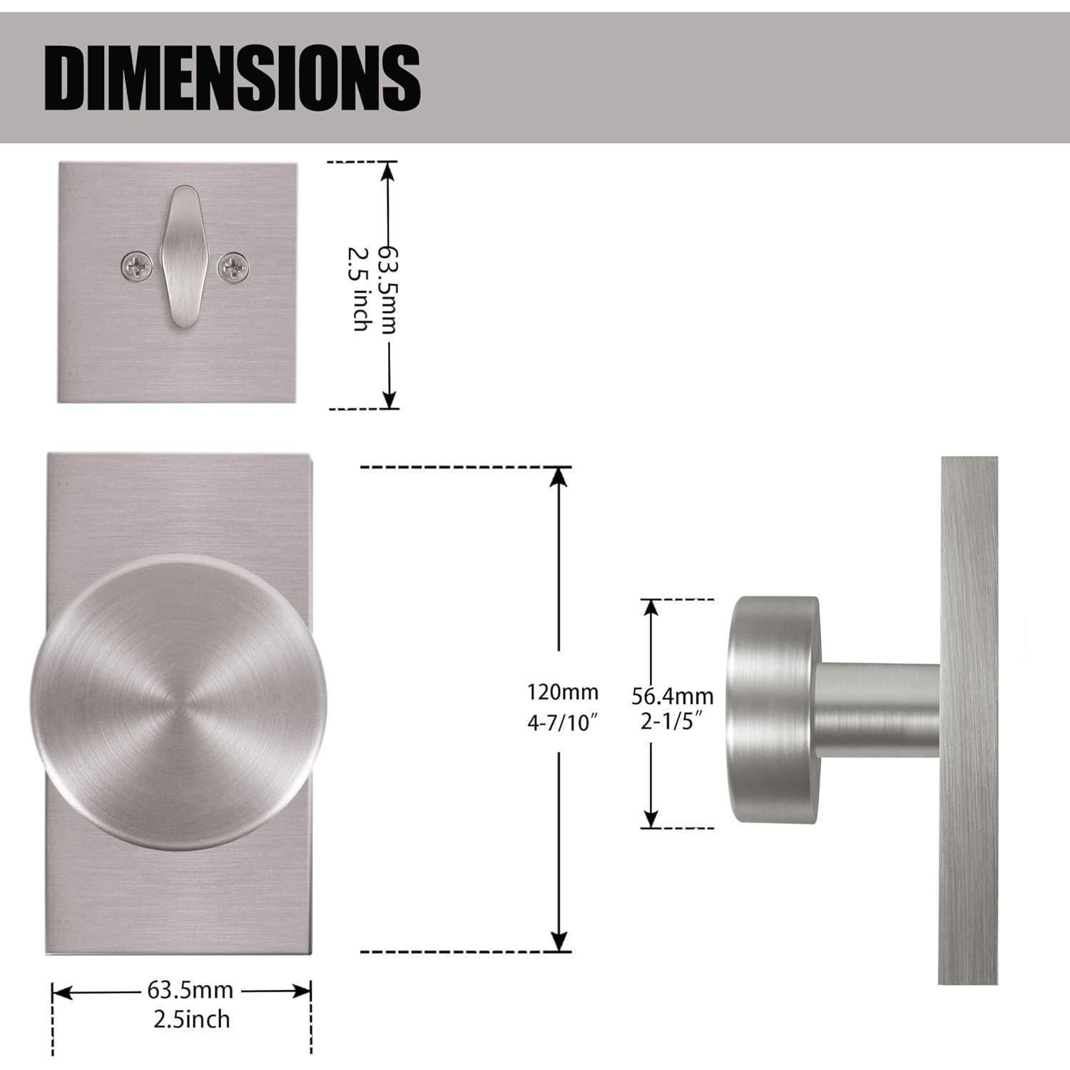 Brushed Nickel Door Knob with Deadbolt, Single Cylinder Deadbolt and Door Knob Set