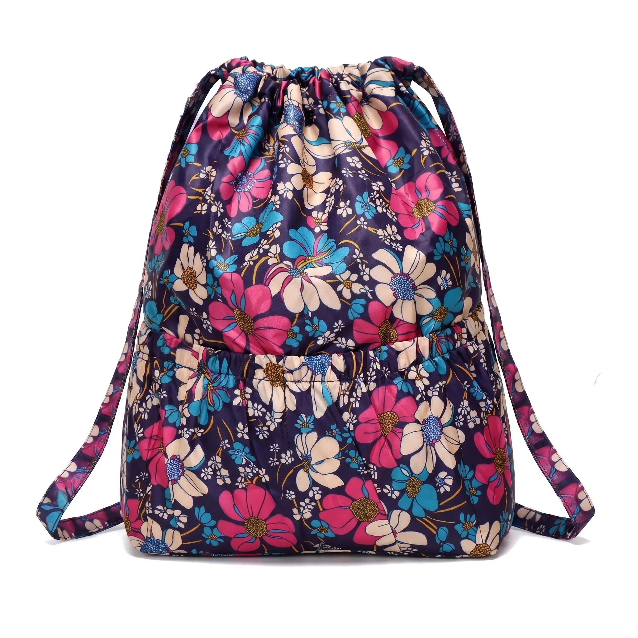 Waterproof Drawstring  For Women Daily Use Large Capacity Travel Bag Lightweight Nylon Outdoor Sports Mom  With Print