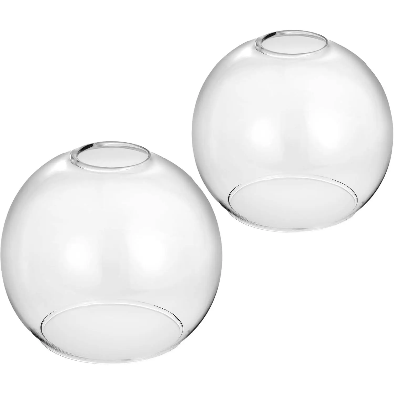 Handblown Clear Glass Globe Shade 1.65" Fitter Opening Replacement Lamp Shade for Pendant Lights Chandeliers Wall Sconces Vanity & Ceiling Fixtures (2 Pack)