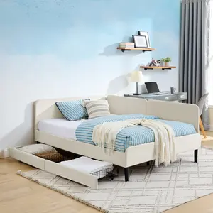 Full Size Velvet Convertible Daybed Sofa Bed, Rectangular Plywood MDF Frame with 2 Wheeled Storage Drawers 300LBS High Load Modern Minimal Multi-Purpose Bedroom Living Room Furniture