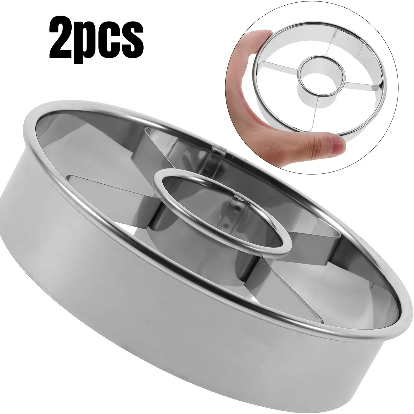 2pcs,Donut Cutter, Stainless Steel Donut Cutter, Professional Baking Mold Tool for Making Perfect Donuts, Bagels, and Cookies