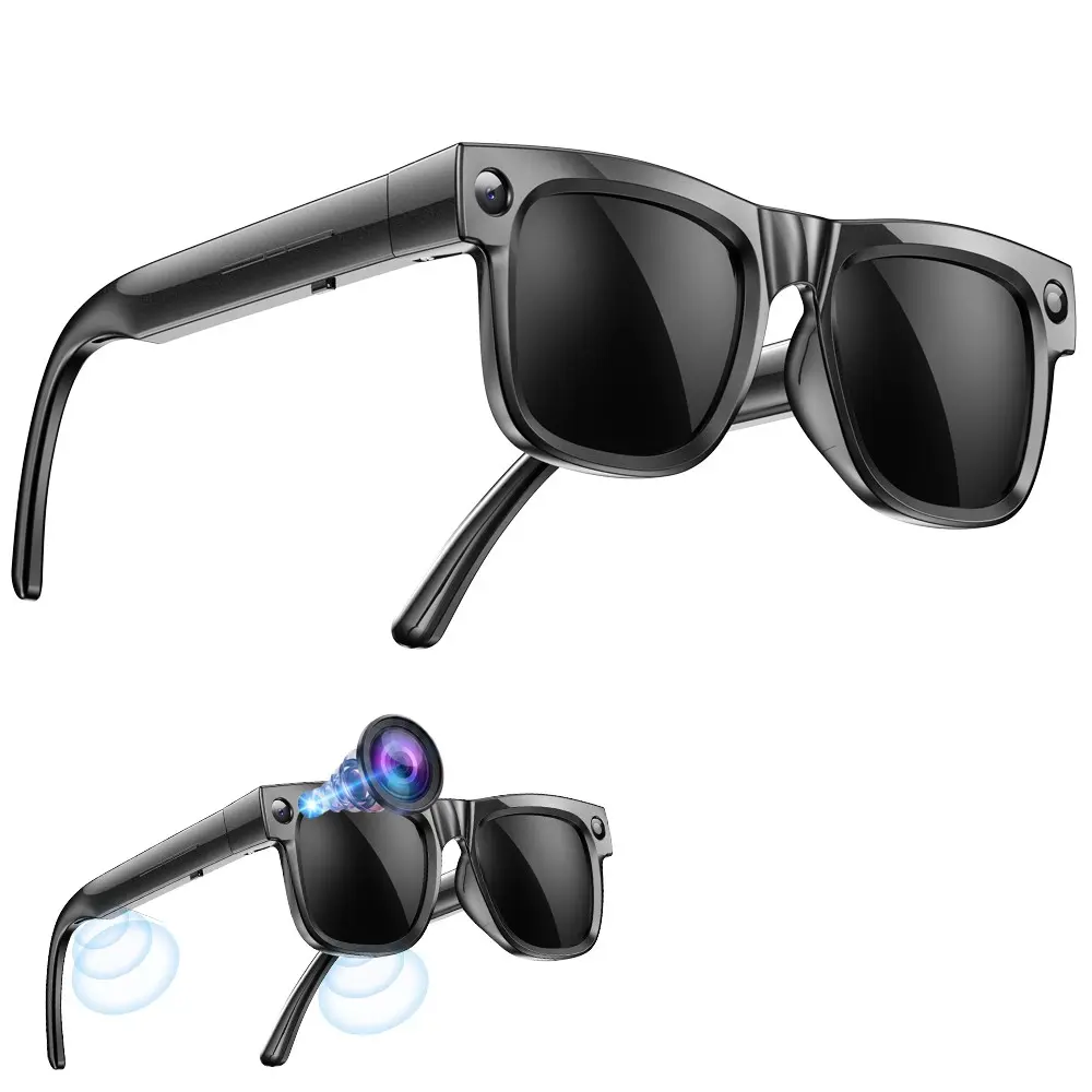 AI Smart Glasses, Wearable Tech Glasses, 8MP Camera, One Click Photo Video Shoot, Hands-free Record, 4GB Memory Build-in No TF Card, 290Mah Battery, Bluetooth Call, HiFi Audio, Music Play, AI Real Time Translation