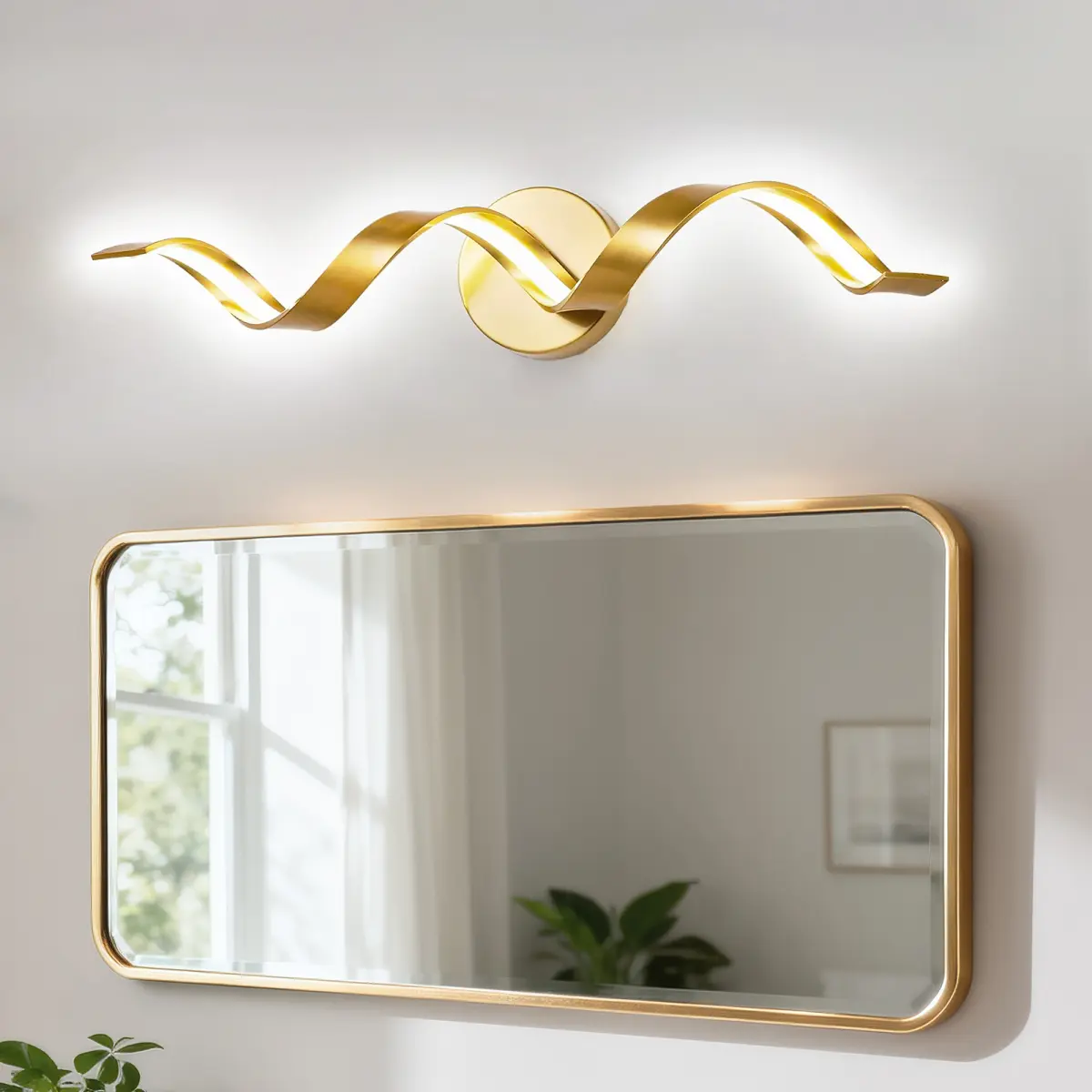 Gold Bathroom Light Fixtures, 24 inch Spiral Design Modern LED Bathroom Vanity Lights Over Mior, Wall Light Fixtures for Living Room --GOLD