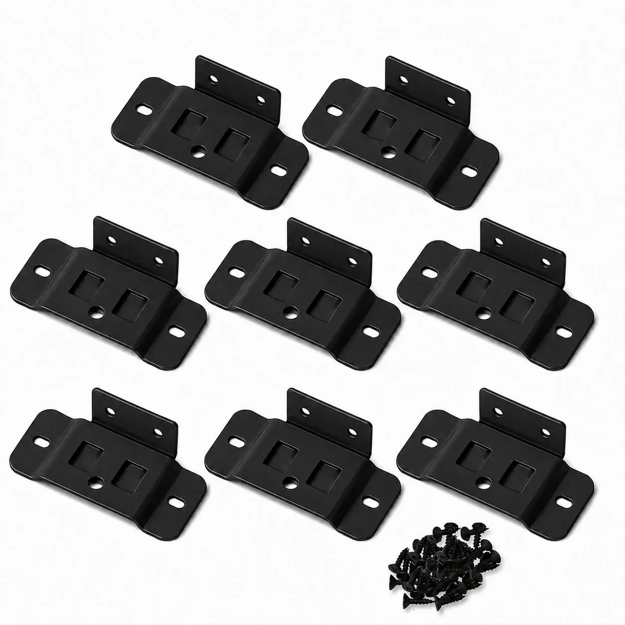 8/20PCS Heavy Duty Furniture Connector Brackets with Screws, Black Metal Mounting Brackets for Cabinets, Wardrobes, Bed Frames & Shelves