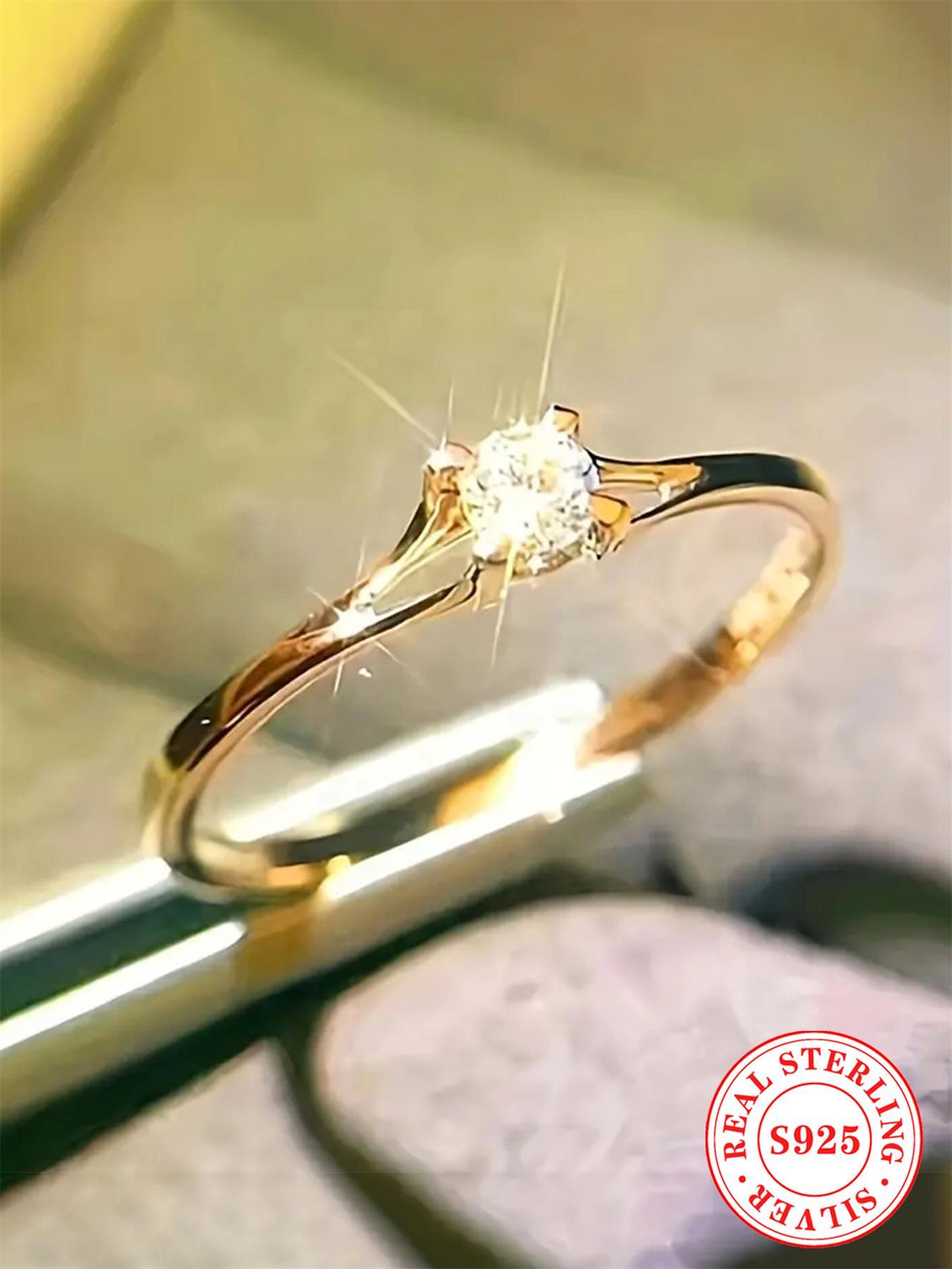 925 Sterling Silver Fashion Artificial Zircon Decorated Ring, Elegant Engagement Ring, Fashion Jewelry for Party, Daily Clothing Decor, Trendy All-match & Exquisite Jewelry for Birthday Gift