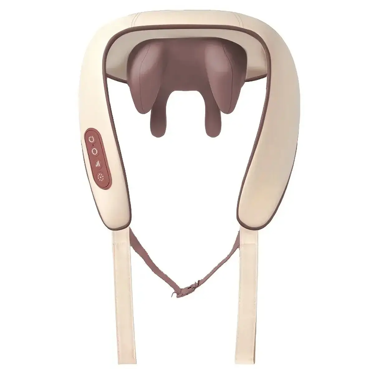 Lightweight Wireless PU Leather Neck Shoulder Relaxer Massager with Heat, 6-Head 2-Way Kneading, USB Rechargeable Built-in Li-Ion Battery, Compact Portable for Home/Office Muscle Relief