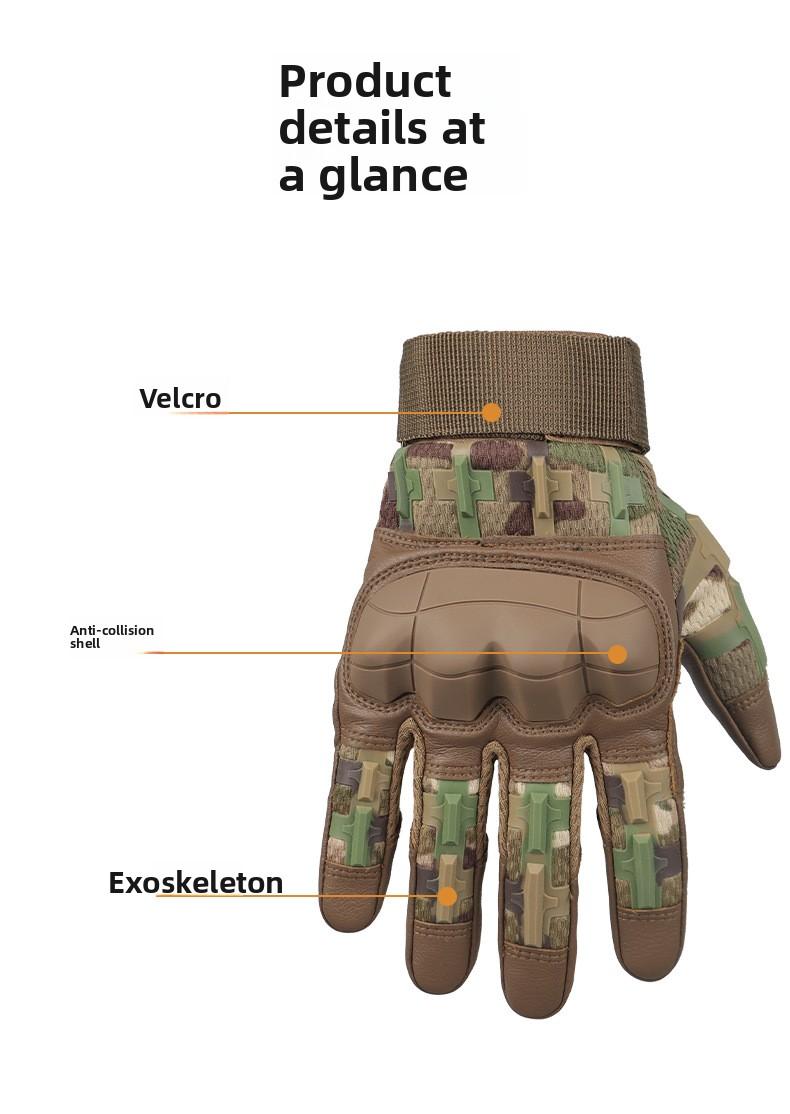 Five-finger touch screen tactical gloves, outdoor sun protection, anti-slip, motorcycle impact-resistant combat gloves