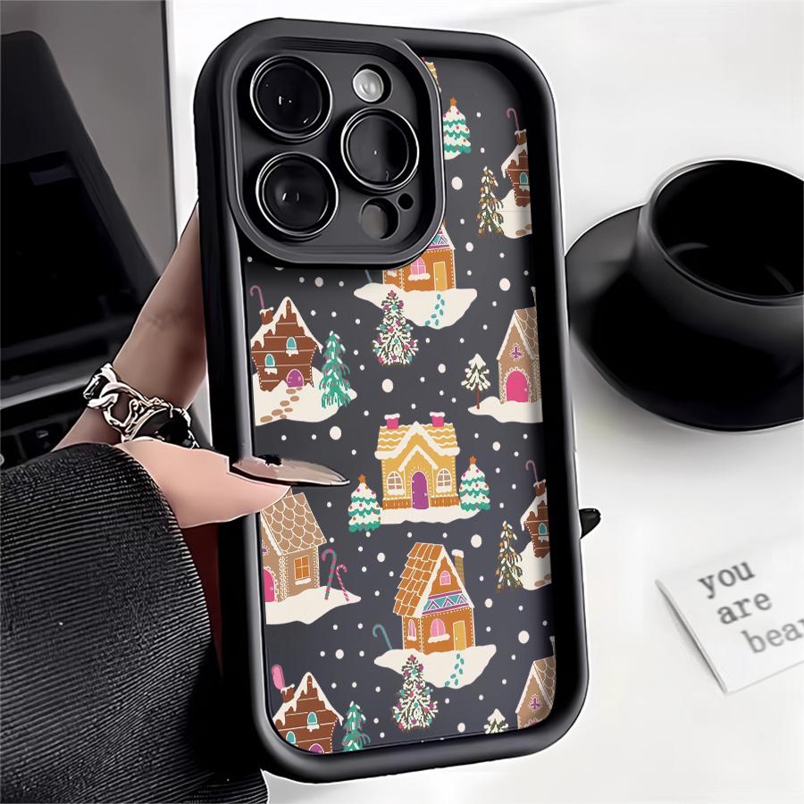 Christmas Gingerbread Houses Phone Case Suitable for Apple iPhone 17 E Air Pro ProMax iPhone16 15 14 Plus 13 12 Mini 11 X XS XR Shock Proof All Inclusive Lens Protection Girlish Style Cute Can Be Given to Friends