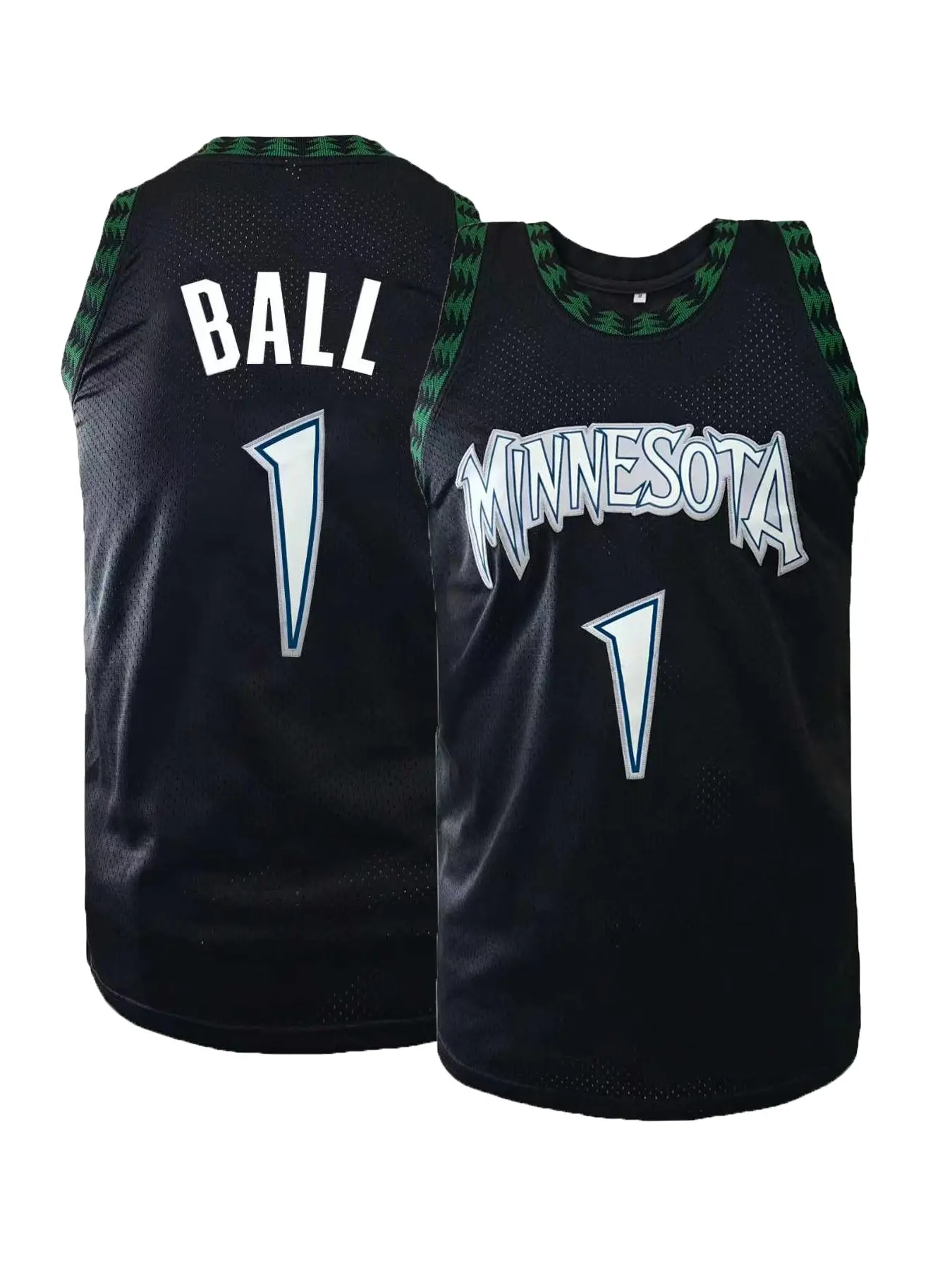 Unisex Classic Minnesota Style #1 Basketball Jersey Black Retro Mesh Tank Top Casual Basketball Fan Wear
