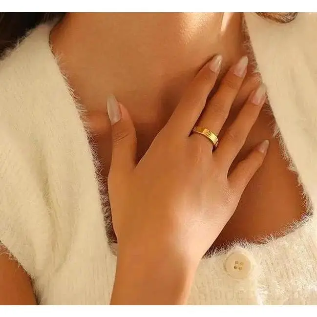 Classic Simple 18K Gold Plated Women Wedding Band Ring, Minimalist Elegant Promise Engagement Jewelry, Dainty Daily Accessory for Wedding Anniversary Gifts