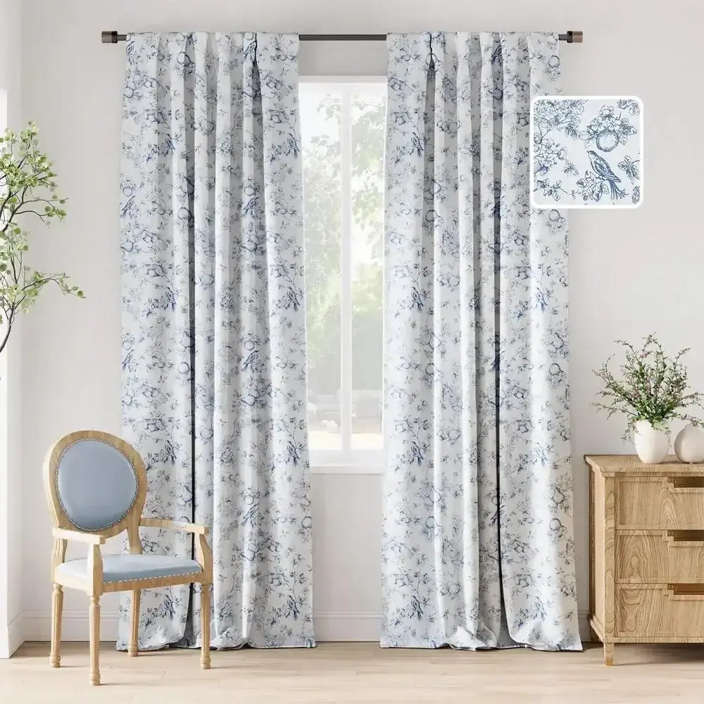 Vintage Bird & Botanical Sketch Curtains