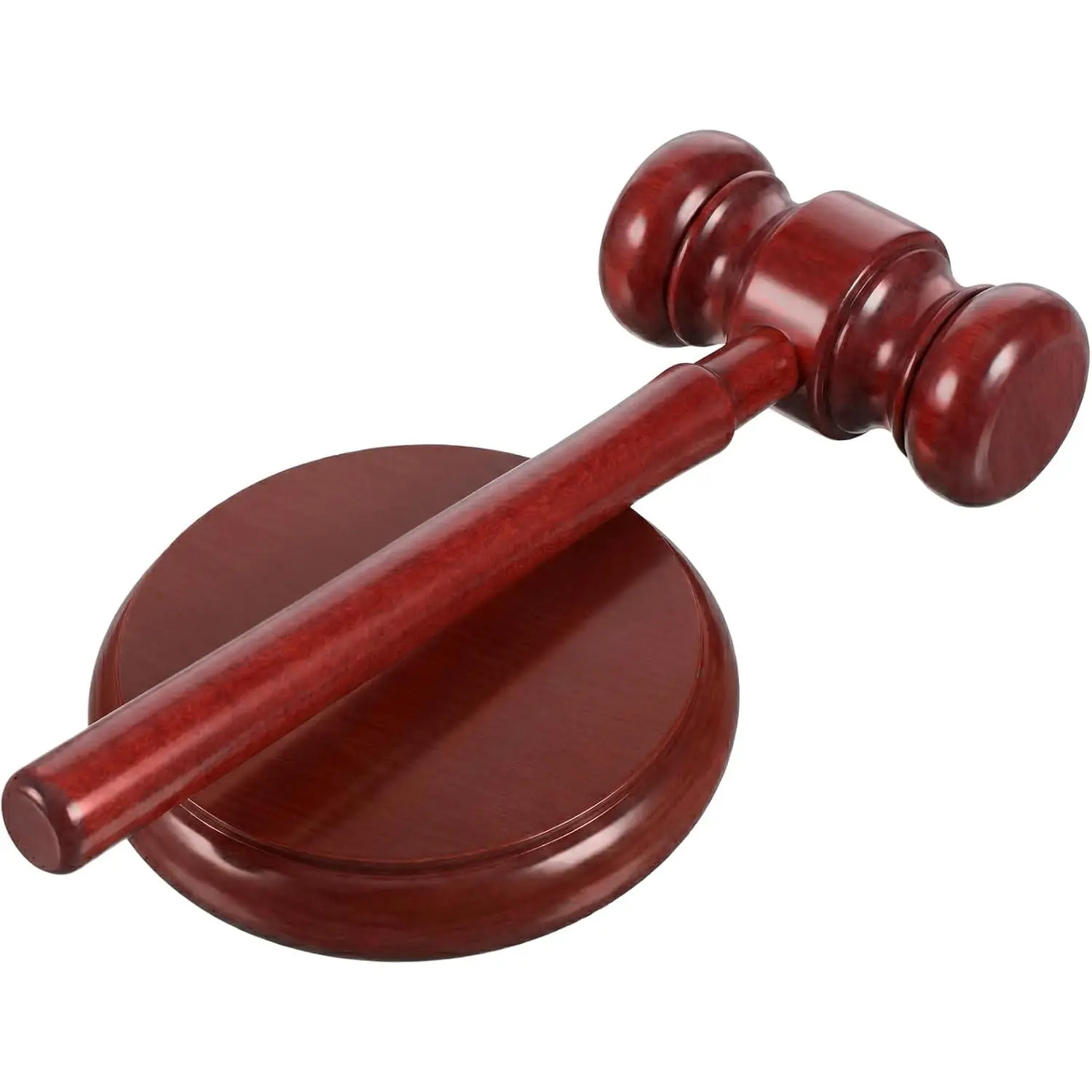 Classic High-Quality Wooden Gavel and Block Set - 1 x Wooden Hammer, 1 x Base (12cm Bottom Diameter) for Board Meeting, Adds Authority, Ideal Gift for Club Presidents