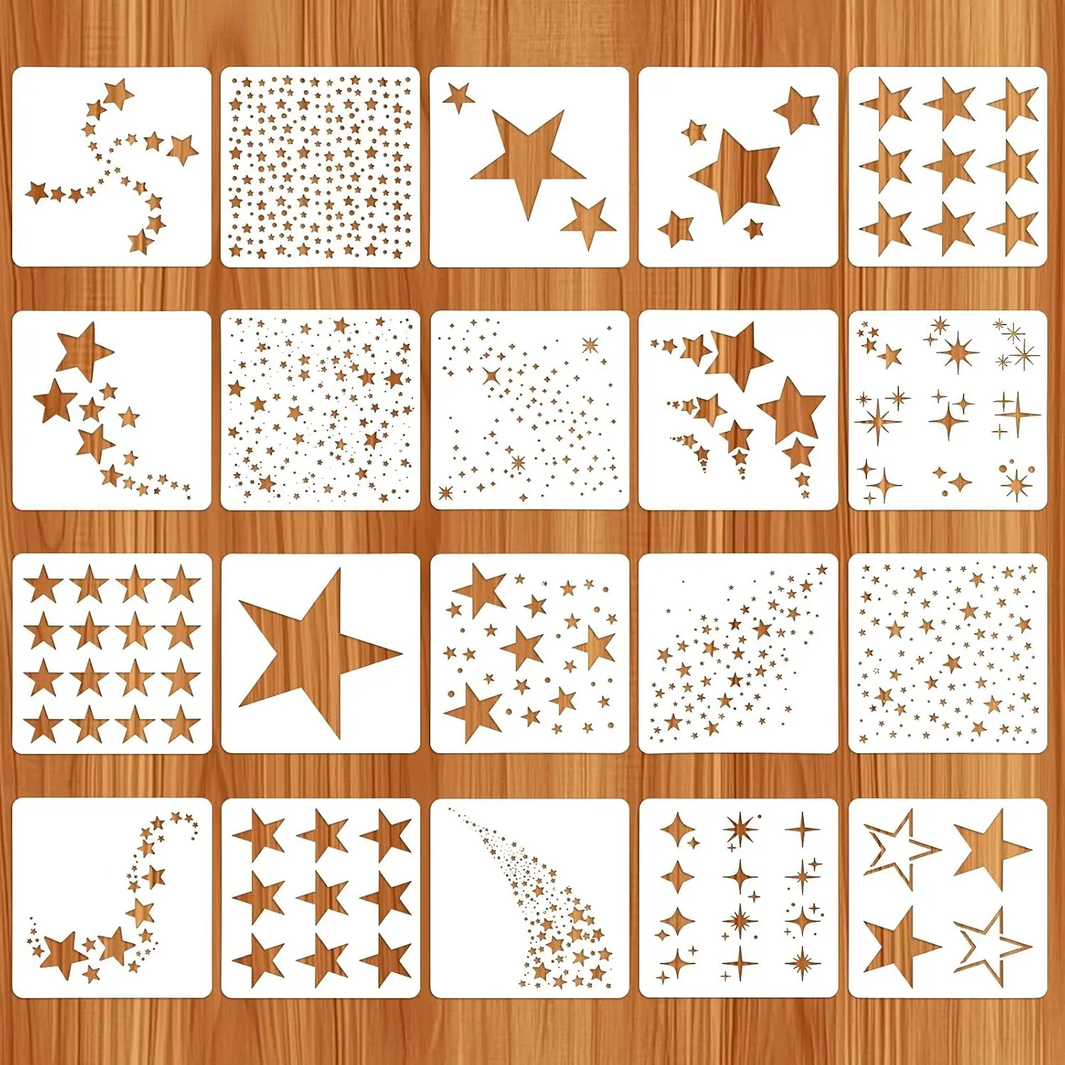 20 count  Stencils for Painting,  DIY  Stencils | Stars Background Craft Stencil Stars Drawing Template for Scrapbook Paper Canvas Fabric Wall Furniture