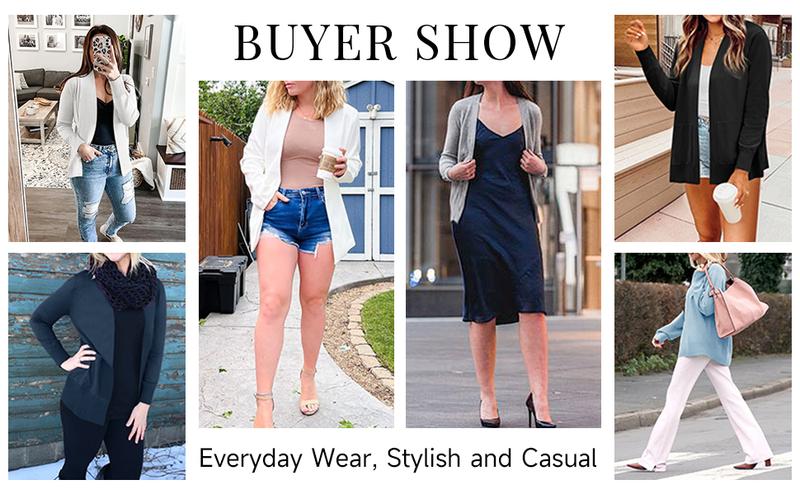 Yousify Womens Cardigan Sweater Long Sleeve Open Front Knit Cardigan Sweater with Pockets