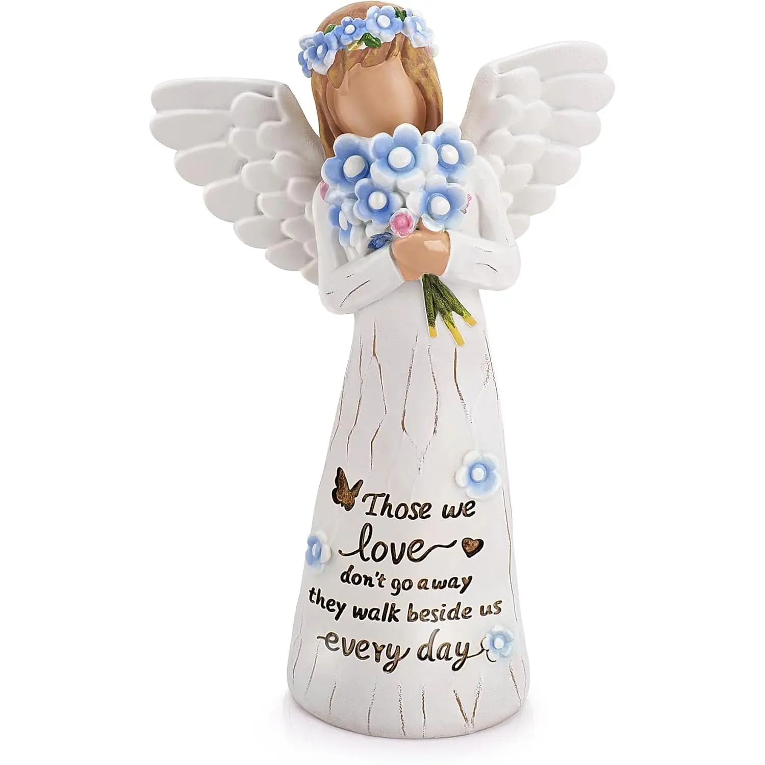 Forget-Me-Not Flower Angels Figurines, Sympathy Gifts for Loss of Loved , Memorial  for Loss of Mom, Remembrance Angel Hand-Painted Statue, Bereavement Grieving Dad Gifts for Father's Day