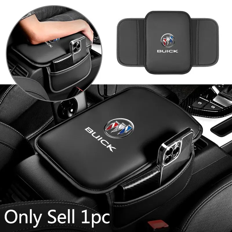 Leather Car Arm Rest Cushion Storage Pad Armrest Box Protective Cover Center Console Cushion For Buick Century Excelle XT Regal LaCrosse Encore Park Avenue Envista GL8 Accessories