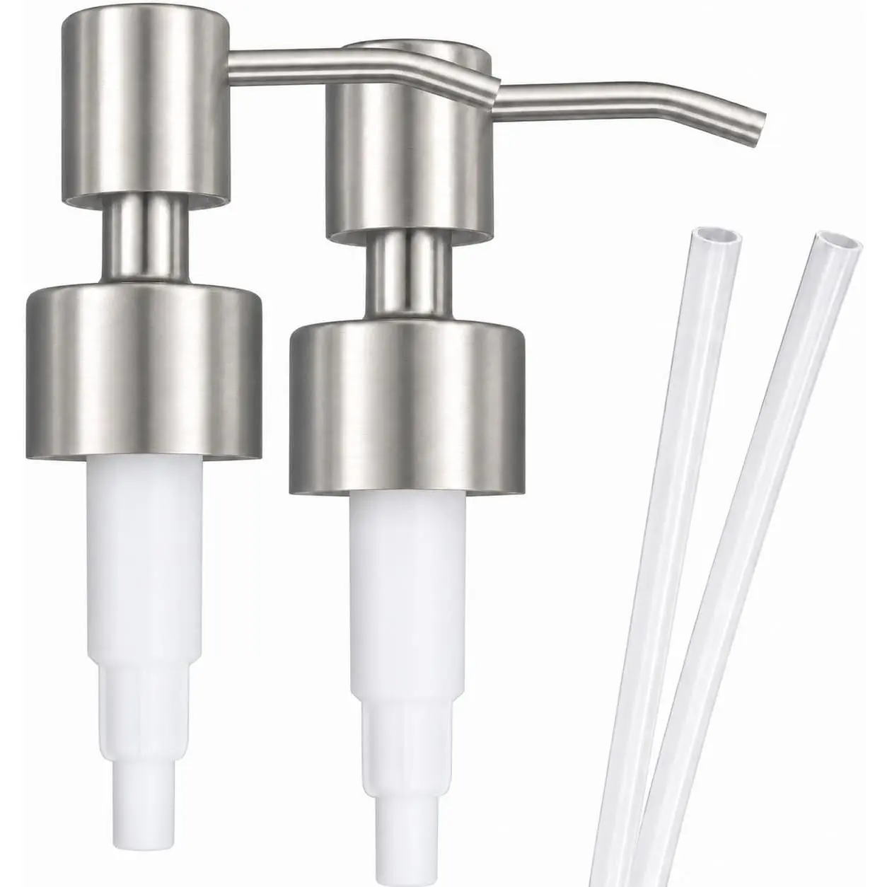 Stainless Steel Soap and Lotion Dispenser Pumps, Replacement for Your Bottles (Brushed Nickel, 2 Pack)