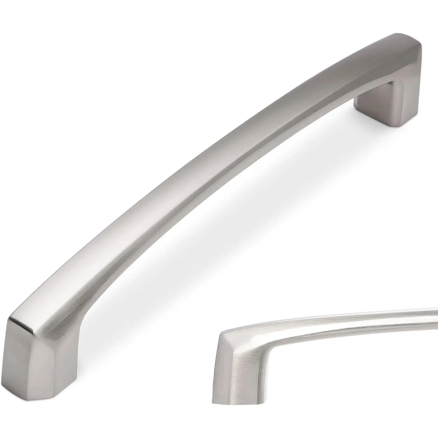 10-Pack 5-in Brushed Satin Nickel Kitchen Cabinet Handles, Silver Zinc Alloy Drawer Pulls, Solid Finish Standard Hole Kitchen Hardware, Kitchen Pulls, Simple Shape