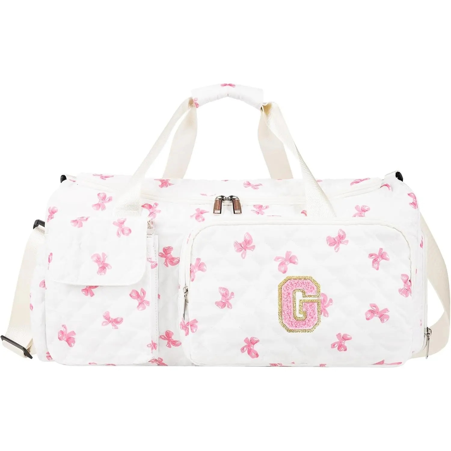 Gifts for Girls Initial Travel Duffle Bag, Personalized Initial Duffel Bag with Shoe Compartment Dance  Weekender Bags, Gymnastics Gym Overnight Bag Birthday  for Teens Girl (Letter-G)