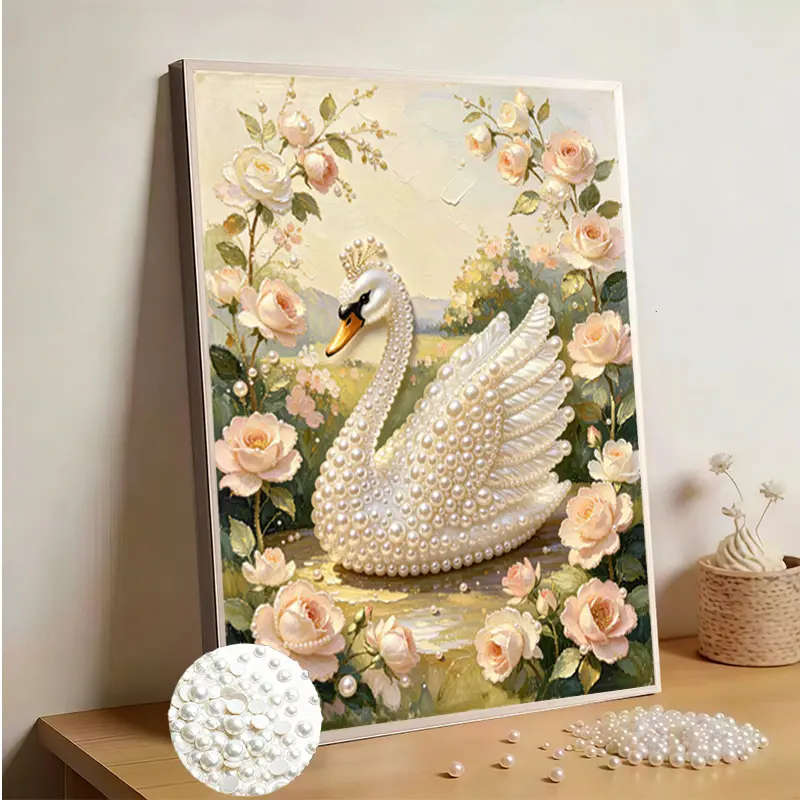 Affordable Luxury Handmade Pearl Mosaic Art Kit | Sparkling Pearl Dream Elephant | DIY Art Kit | Frameless Modern Home Decor Gift | Back-to-School Season, Anniversaries, Halloween, Christmas