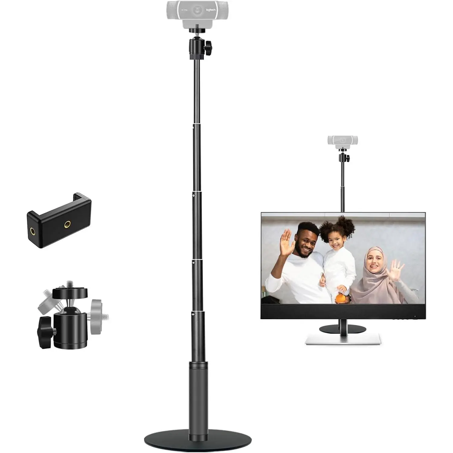 Webcam Stand, 28 Inch Web Cam Stand for Desk, Adjustable Webcam Mount Camera Stand for  Webcam C922 C930e C920S C920 C615 C960 C920x  4K  N60 and Others