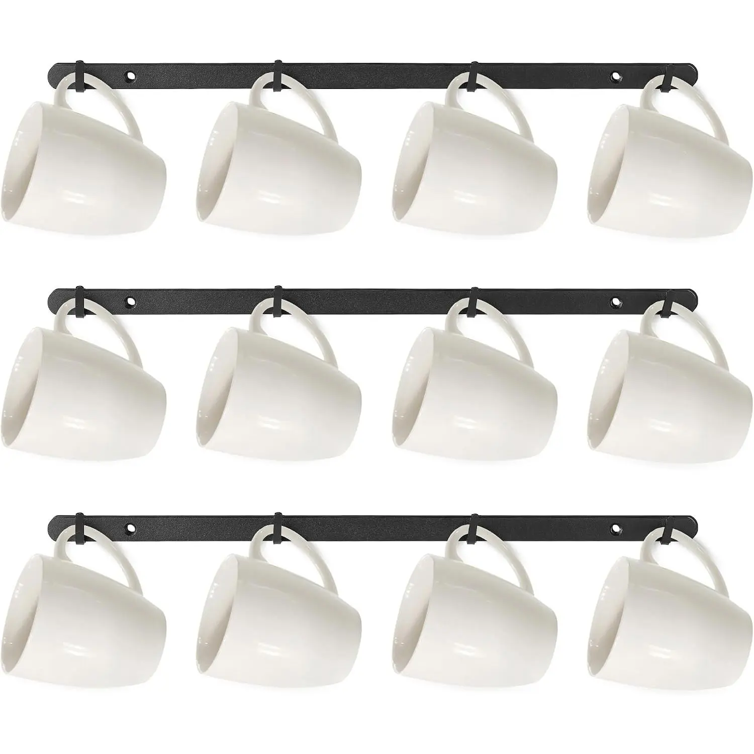 3Pack  Mug Racks for Wall,Coffee Cup Holder Wall Mount with 12 Mug Hooks,Mug Display Rack Cup Holder Storage for Kitchen, , Coffee Bar