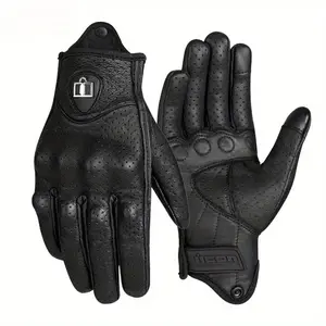 Motorcycle Gloves for Men, Premium Leather, Touch Screen Compatible, Non-Slip, Motorbike Cruiser Street Biker Protector Glove