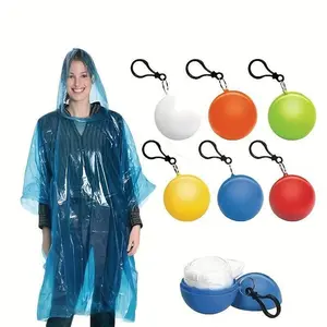 6 Pack Disposable Emergency Rain Ponchos with Keychain Ball, Compact Lightweight Full Body Waterproof PE Raincoats, Pocket Size Portable Rain Gear for Adults Travel Camping Hiking Outdoor Events