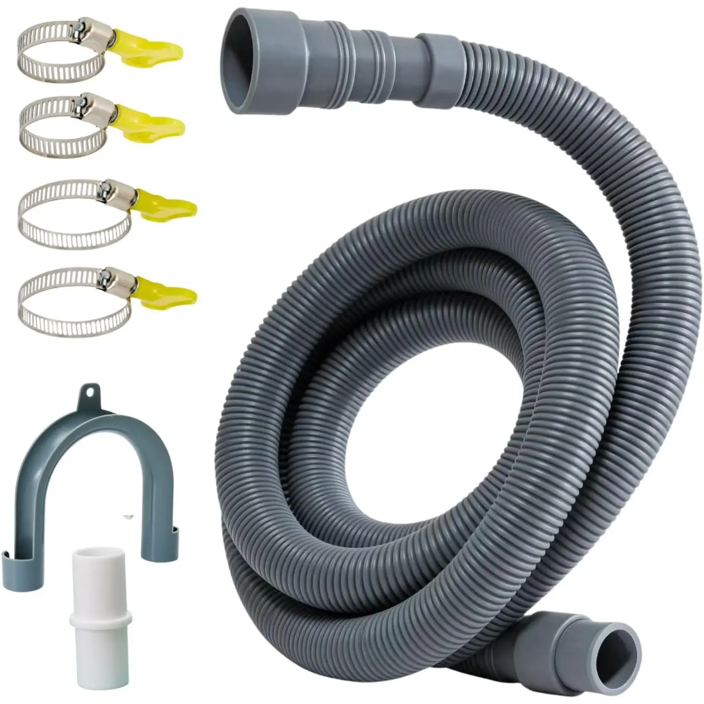 10FT Portable Washing Machine Drain Hose Extension,Extra Long Washer Drain Hose Kit with 1 Adapter, 4 Cmps and 1 U-Bend Holder
