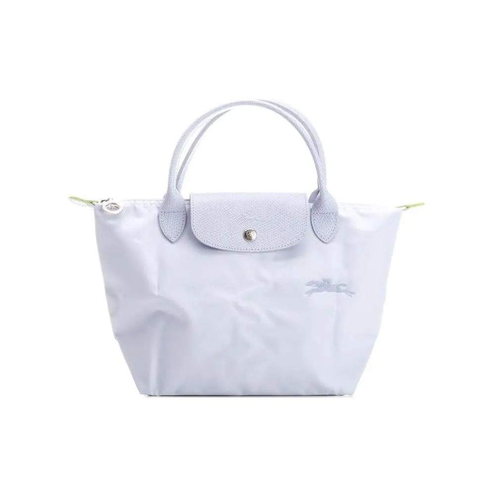 Longchamp Le Pliage Green 23 Embroidered Logo Solid-Color Snap-Zip Clutch Bag for Women, Small Size, Light Blue