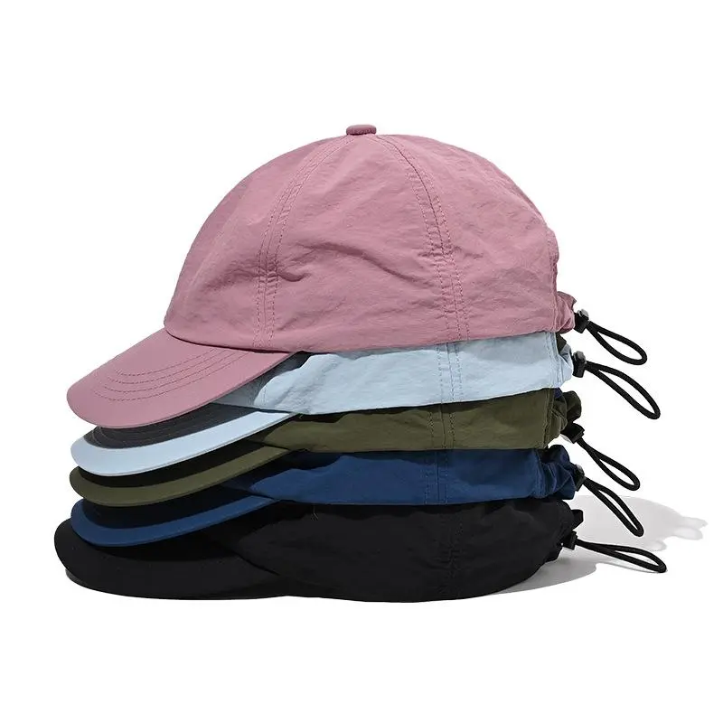 2pcs Short-brimmed solid color baseball cap  Lightweight Quick-Dry Polyester Adjustable Buckle Closure Sun Protection Breathable Brim