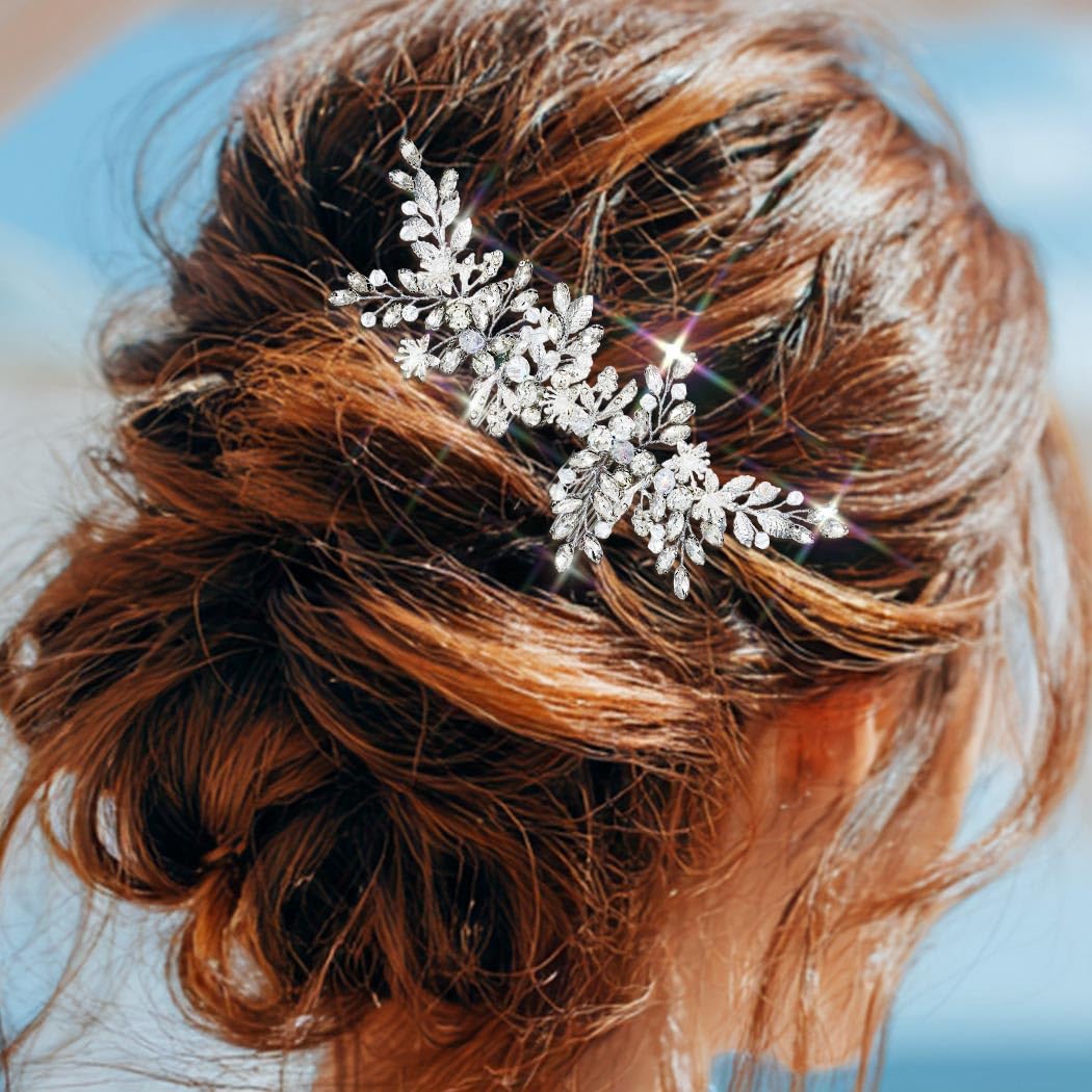Rhinestone bridal wedding pageant prom hair pin Amazon.com : 3 Pcs Rhinestone Bridal Hair Clip Leaf Wedding  main image 3