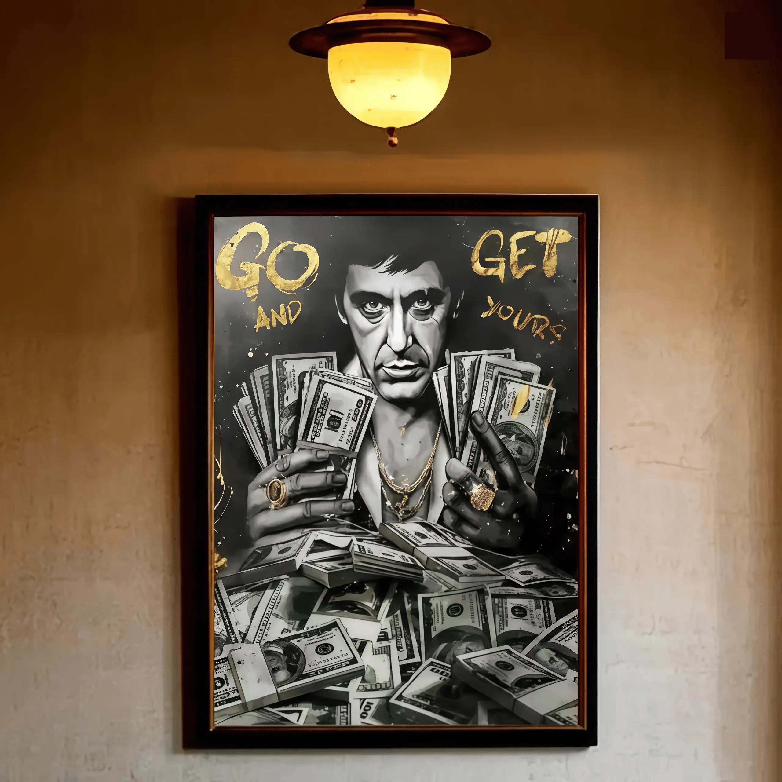 Inspirational Quote Canvas Print, 1pc Dollar Money Cash Themed Wall Art, Artwork, Decorative Art, 2D Unframed Modern Art Design Poster for Bedroom, Office & Home Decor, Money Wall Art, Luxury Dark Decor, Motivational Poster, Gangster Style Decor, perfect