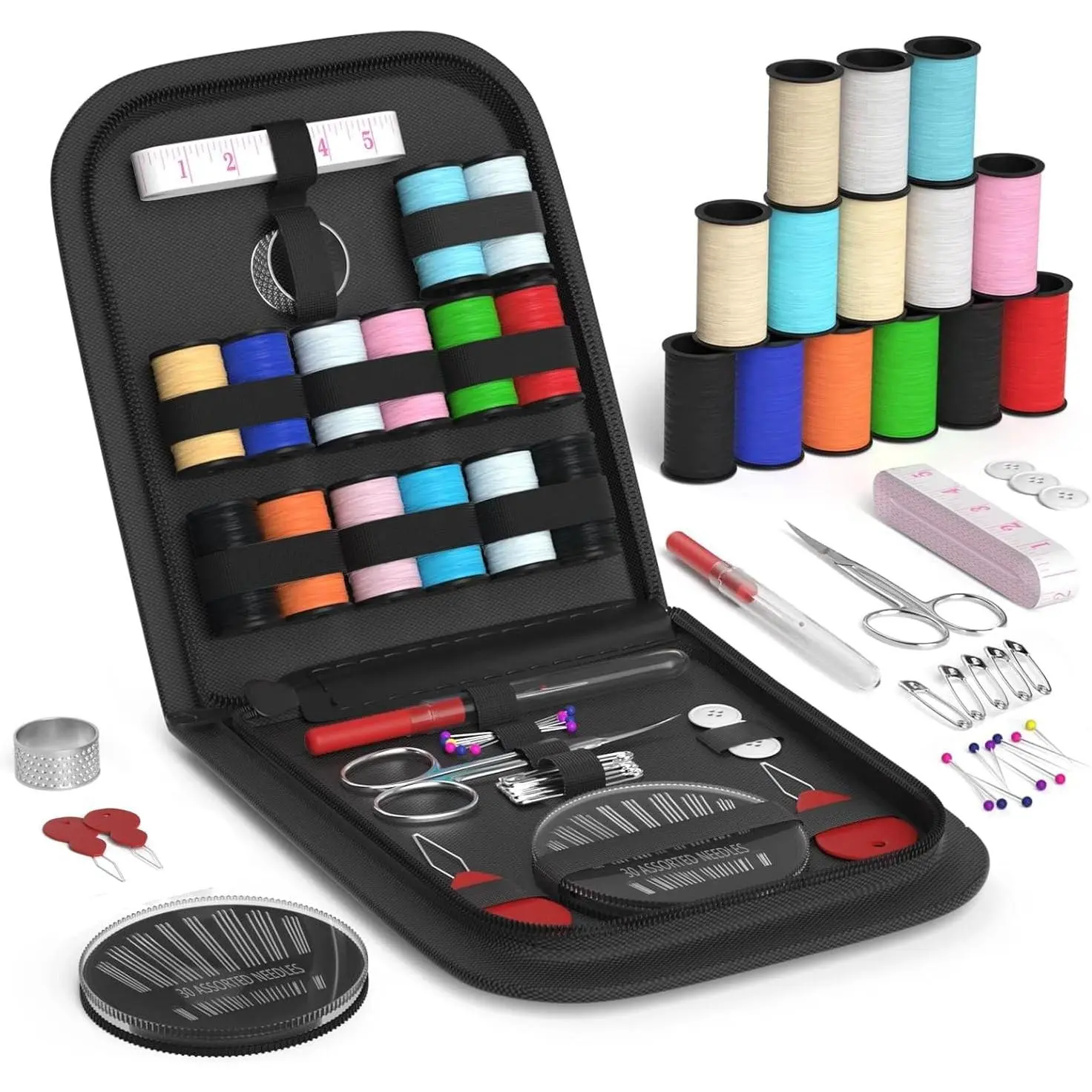 Sewing Kit for Adults, Beginners,  and Thread Kit, Portable Sewing Supplies, Contains Thread, Scissor, , Measuring Tape