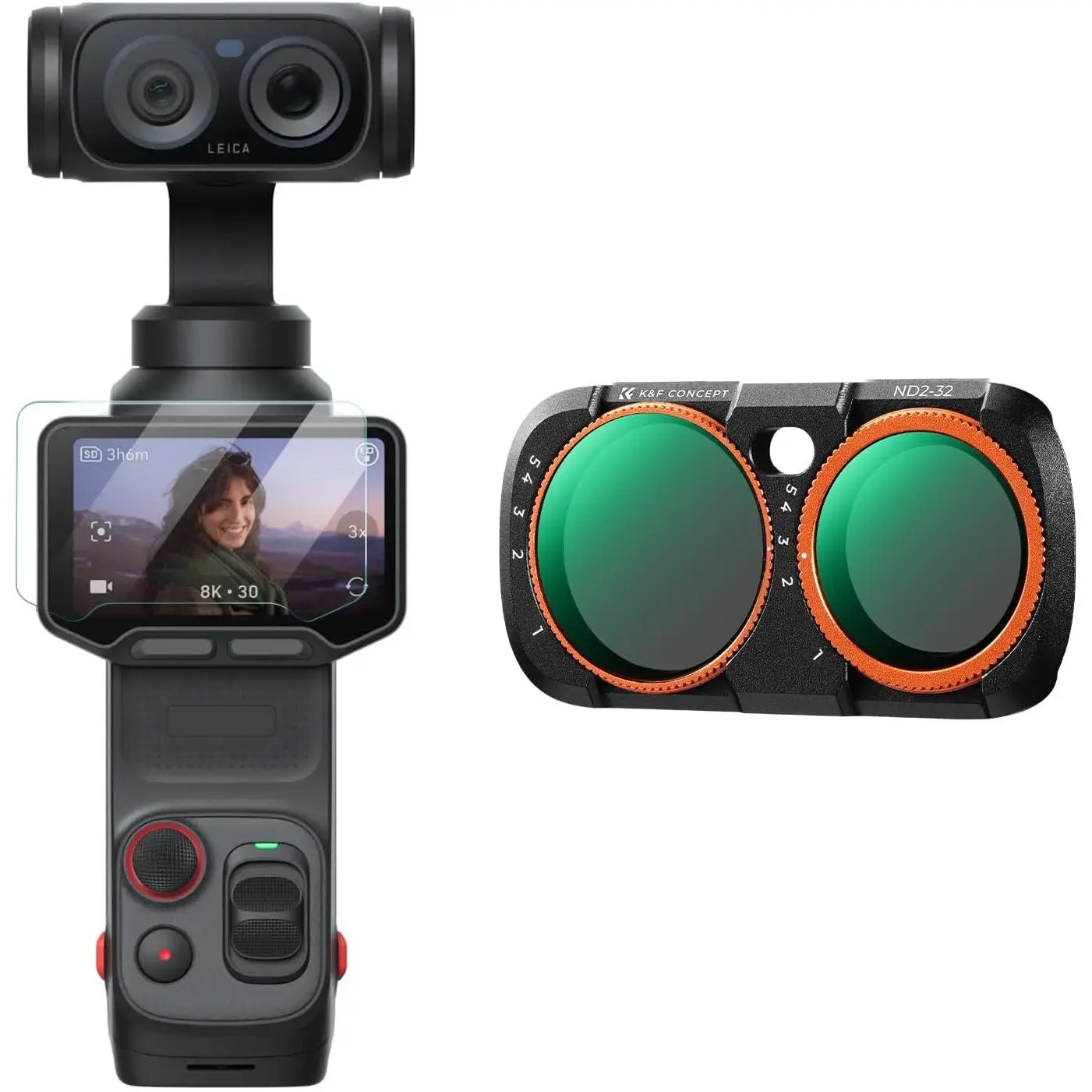 K&F CONCEPT Variable ND Filter Compatible with Insta360 Luna Ultra, ND2-32 Neutral Density VND Filter, Magnetic Installation, Multi-Coated Optical Glass