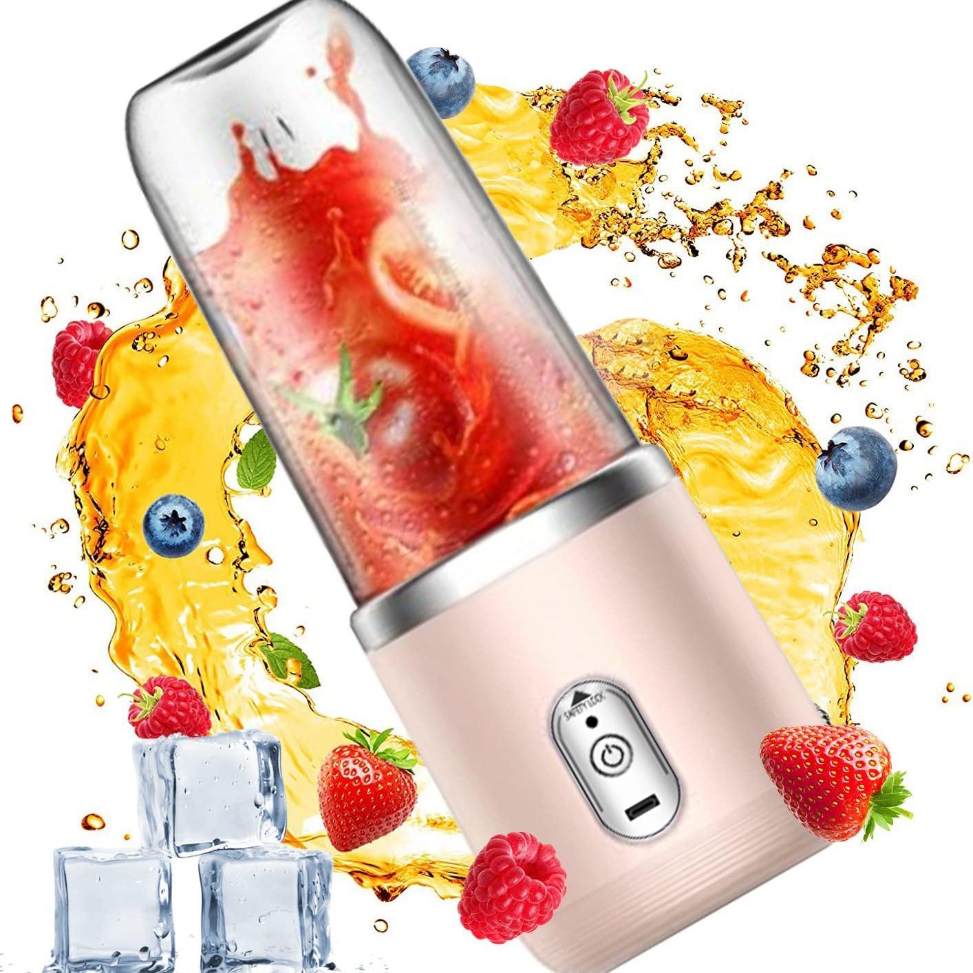 Portable Wireless Automatic Juicer Machine, Electric Juice Maker with Dual Cups and Sports Lid, Ideal for Home Outdoor Camping Kitchen Gift